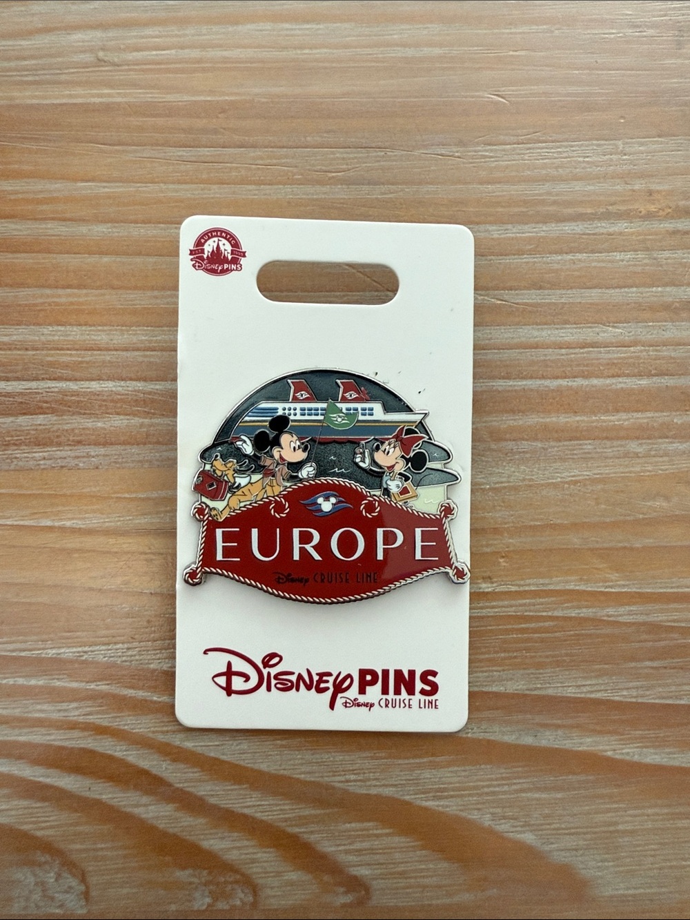 Disney Cruise Line Europe Mickey & Minnie Pin - Red, Navy, Cream